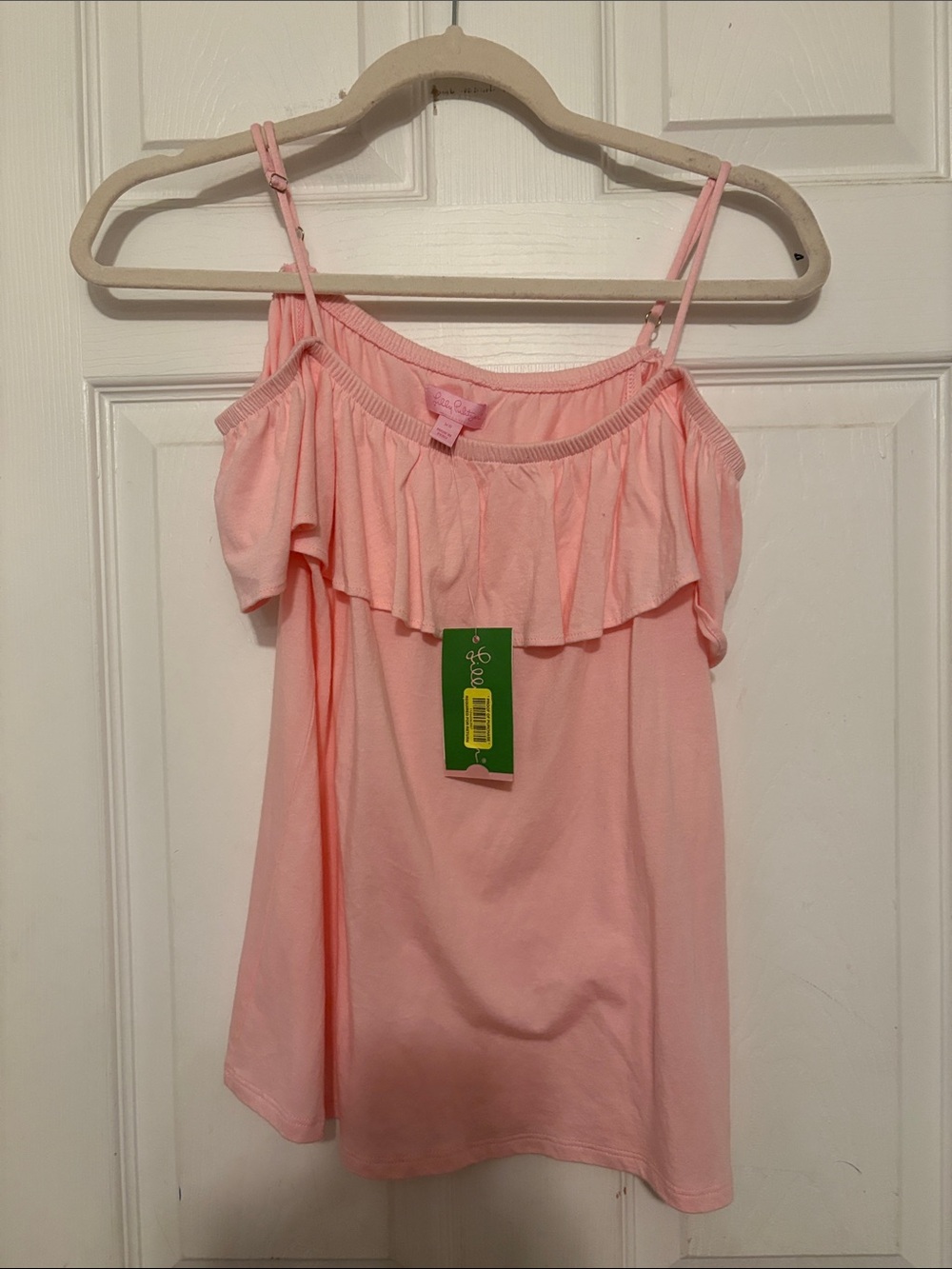 Lilly Pulitzer Light Pink Ruffle Off-Shoulder Camisole